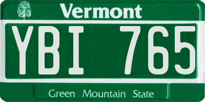 VT license plate YBI765