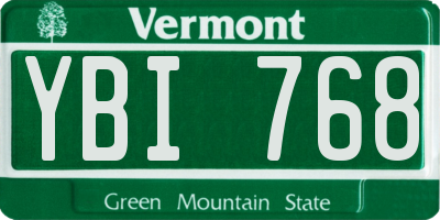 VT license plate YBI768