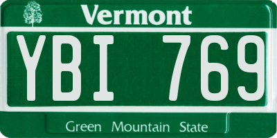 VT license plate YBI769