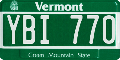 VT license plate YBI770