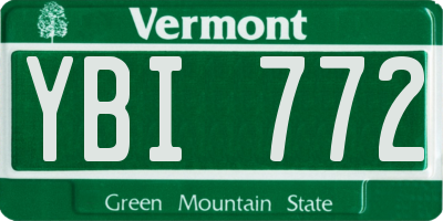 VT license plate YBI772