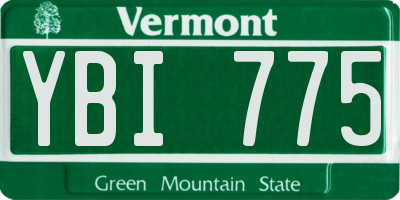 VT license plate YBI775