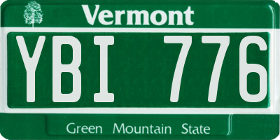 VT license plate YBI776