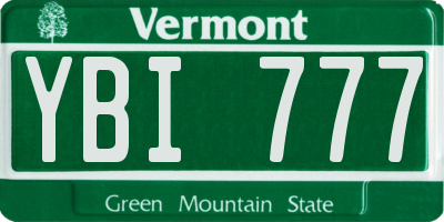 VT license plate YBI777