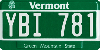 VT license plate YBI781