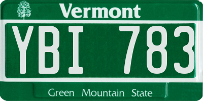 VT license plate YBI783