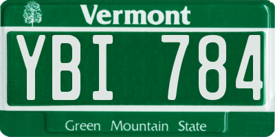 VT license plate YBI784