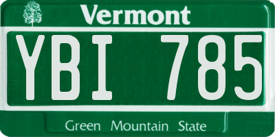 VT license plate YBI785