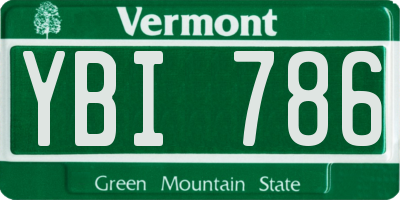 VT license plate YBI786