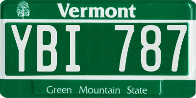 VT license plate YBI787
