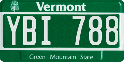 VT license plate YBI788