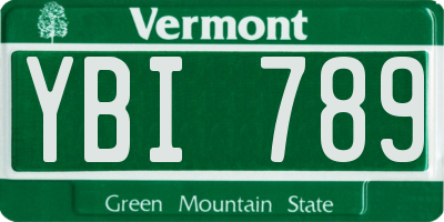 VT license plate YBI789