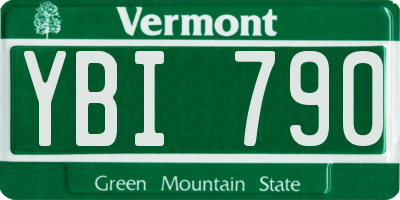 VT license plate YBI790