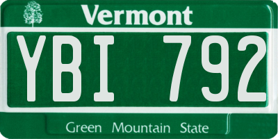 VT license plate YBI792
