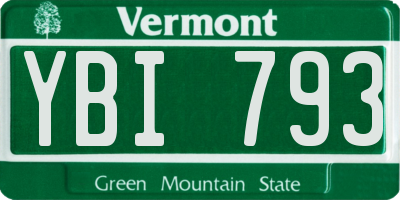 VT license plate YBI793