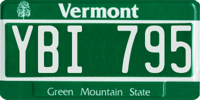 VT license plate YBI795