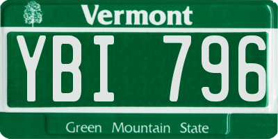 VT license plate YBI796