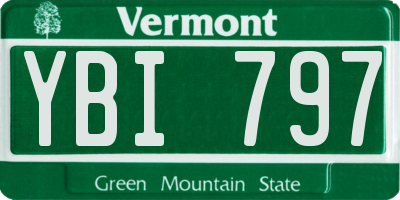 VT license plate YBI797