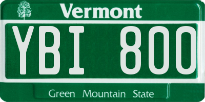VT license plate YBI800