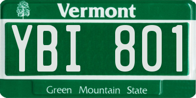 VT license plate YBI801