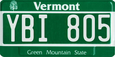 VT license plate YBI805