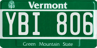 VT license plate YBI806