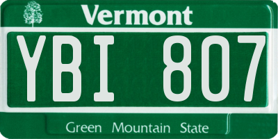 VT license plate YBI807