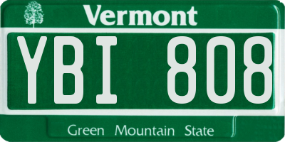 VT license plate YBI808