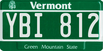 VT license plate YBI812