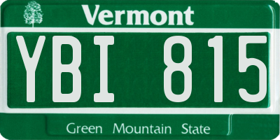 VT license plate YBI815