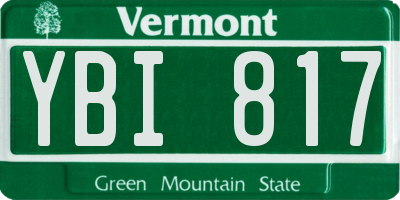 VT license plate YBI817