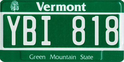 VT license plate YBI818