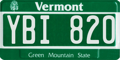 VT license plate YBI820