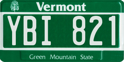 VT license plate YBI821