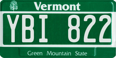 VT license plate YBI822