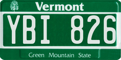 VT license plate YBI826