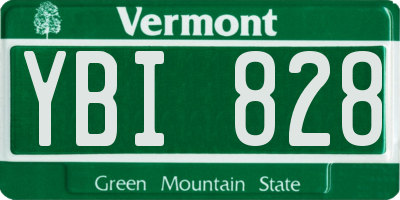 VT license plate YBI828