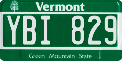 VT license plate YBI829