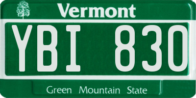 VT license plate YBI830