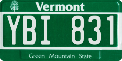 VT license plate YBI831