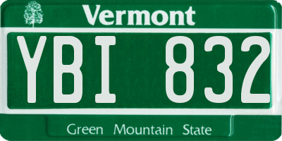 VT license plate YBI832