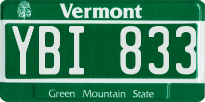 VT license plate YBI833