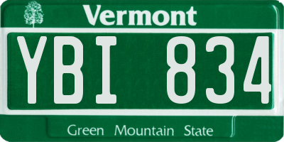 VT license plate YBI834