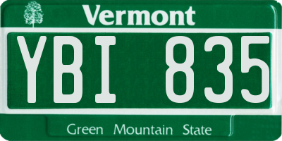 VT license plate YBI835