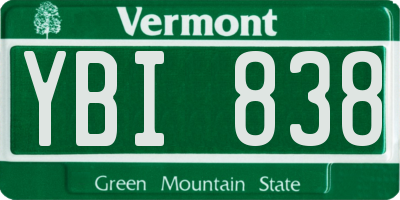 VT license plate YBI838