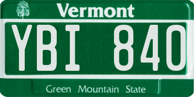 VT license plate YBI840