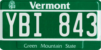 VT license plate YBI843