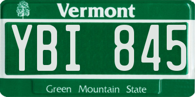 VT license plate YBI845