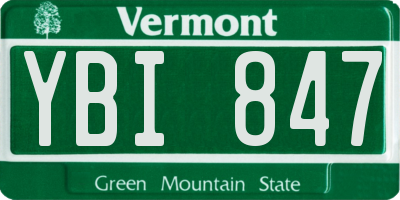 VT license plate YBI847