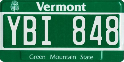 VT license plate YBI848